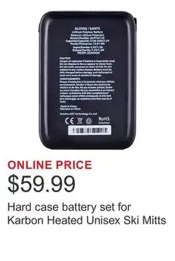 Costco Hard case battery set for Karbon Heated Unisex Ski Mitts offer