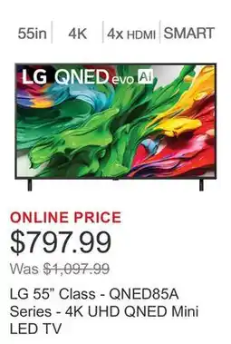 Costco LG 55 Class - QNED85A Series - 4K UHD QNED Mini LED TV offer