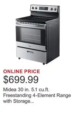 Costco Midea 30 in. 5.1 cu.ft. Freestanding 4-Element Range with Storage Drawer offer