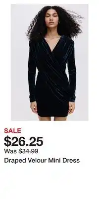 H&M Draped Velour Mini Dress offer