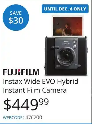 Vistek Fujifilm Instax Wide EVO Hybrid Instant Film Camera offer
