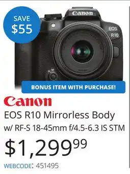 Vistek Canon EOS R10 Mirrorless Body w/ RF-S 18-45mm f/4.5-6.3 IS STM offer
