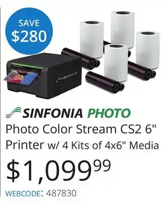 Vistek Photo Color Stream CS2 6 Printer w/ 4 Kits of 4x6 Media offer