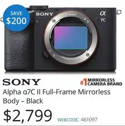 Vistek Sony Alpha α7C II Full-Frame Mirrorless Body-Black offer
