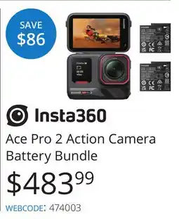 Vistek Insta360 Ace Pro 2 Action Camera Battery Bundle offer