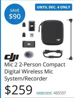 Vistek dji Mic 2 2-Person Compact Digital Wireless Mic System/Recorder offer