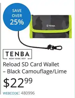Vistek Tenba Reload SD Card Wallet – Black Camouflage/Lime offer