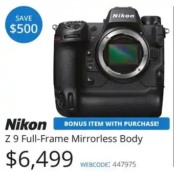 Vistek Nikon Z 9 Full-Frame Mirrorless Body offer