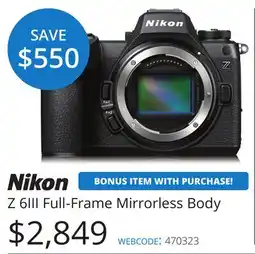 Vistek Nikon Z 6III Full-Frame Mirrorless Body offer