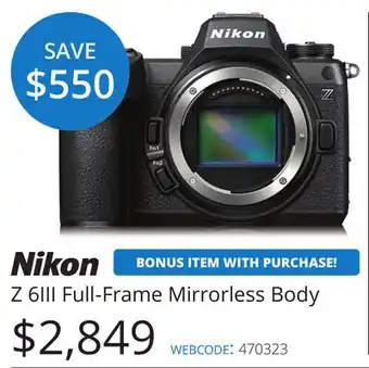 Vistek Nikon Z 6III Full-Frame Mirrorless Body offer