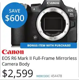 Vistek EOS R6 Mark II Full-Frame Mirrorless Camera Body offer