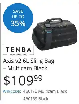 Vistek Tenba Axis v2 6L Sling Bag – Multicam Black offer