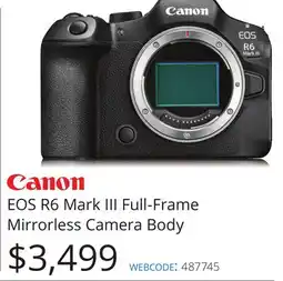 Vistek Canon EOS R6 Mark III Full-Frame Mirrorless Camera Body offer