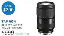 Vistek Tamron 28-75mm f/2.8 Di III VXD G2-E Mount offer