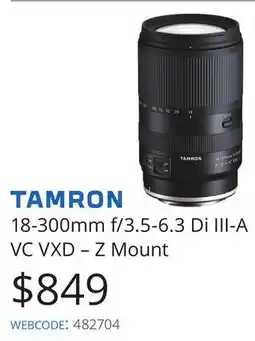 Vistek TAMRON 18-300mm f/3.5-6.3 Di III-A VC VXD – Z Mount offer