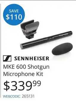 Vistek Sennheiser MKE 600 Shotgun Microphone Kit offer