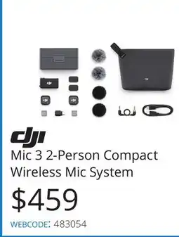 Vistek dji Mic 3 2-Person Compact Wireless Mic System offer