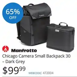 Vistek Manfrotto Chicago Camera Small Backpack 30 – Dark Grey offer