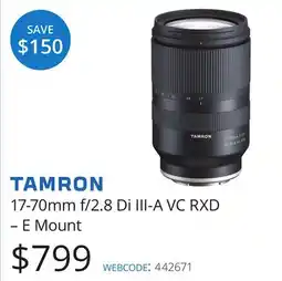 Vistek TAMRON 17-70mm f/2.8 Di III-A VC RXD-E Mount offer