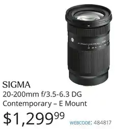Vistek 20-200mm f/3.5-6.3 DG Contemporary-E Mount offer