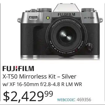 Vistek X-T50 Mirrorless Kit-Silver w/XF 16-50mm offer