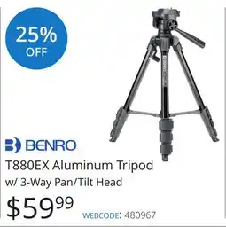 Vistek BENRO T880EX Aluminum Tripod w/ 3-Way Pan/Tilt Head offer