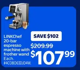 Walmart LINKChef 20-bar espresso machine with frother wand offer