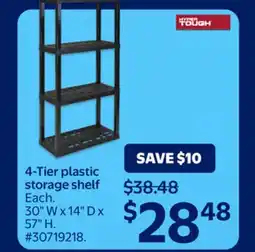 Walmart 4-Tier plastic storage shelf offer