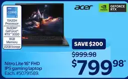 Walmart Nitro Lite 16 FHD IPS gaming Laptop offer