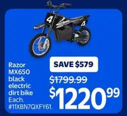 Walmart Razor MX650 black electric dirt bike offer