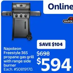 Walmart Napoleon Freestyle 365 Propane Gas Grill with range side burner offer