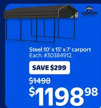 Walmart Steel 10' x 15' x 7' Carport offer