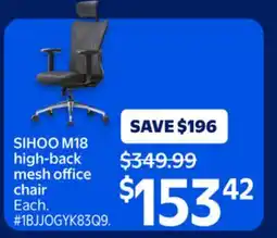 Walmart SIHOO M18 high-back mesh office chair offer