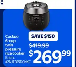 Walmart Cuckoo 6-cup twin pressure rice cooker offer