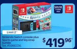 Walmart Nintendo Switch console plus Sports game and leg strap bundle offer