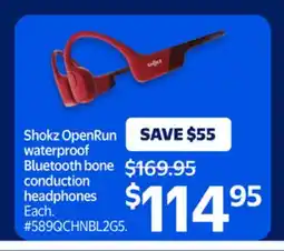 Walmart Shokz OpenRun waterproof Bluetooth bone conduction headphones offer
