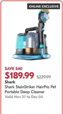 Shoppers Drug Mart Shark StainStriker HairPro Pet Portable Deep Cleaner offer