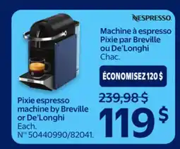 Walmart Pixie espresso 12 machine by Breville or De'Longhi offer