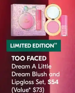 Pharmaprix TOO FACED Dream A Little Dream Blush and Lipgloss Set offer