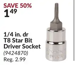 Princess Auto 1/4 in. dr T8 Star Bit Driver Socket offer