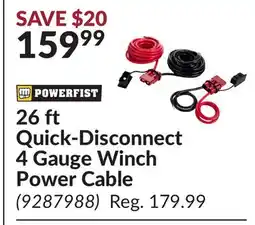 Princess Auto 26 ft Quick-Disconnect 4 Gauge Winch Power Cable offer