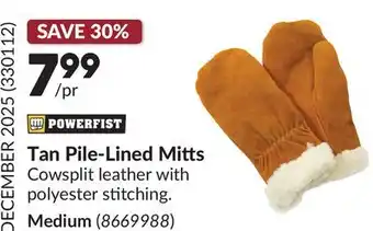 Princess Auto Tan Pile-Lined Mitts offer