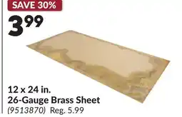 Princess Auto 12 x 24 in. 26-Gauge Brass Sheet offer