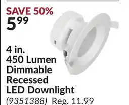 Princess Auto 4 in. 450 Lumen Dimmable Recessed LED Downlight offer