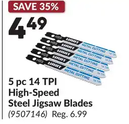 Princess Auto 5 pc 14 TPI High-Speed Steel Jigsaw Blades offer