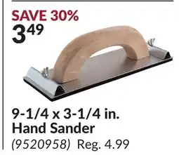 Princess Auto 9-1/4 x 3-1/4 in. Hand Sander offer