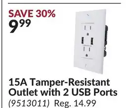 Princess Auto 15A Tamper-Resistant Outlet with 2 USB offer