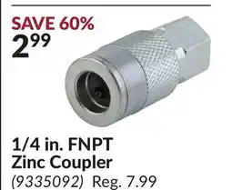Princess Auto 1/4 in. FNPT Zinc Coupler offer