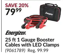 Princess Auto 25 ft 1 Gauge Booster Cables with LED Clamps offer
