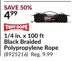 Princess Auto 1/4 in. x 100 ft Black Braided Polypropylene Rope offer